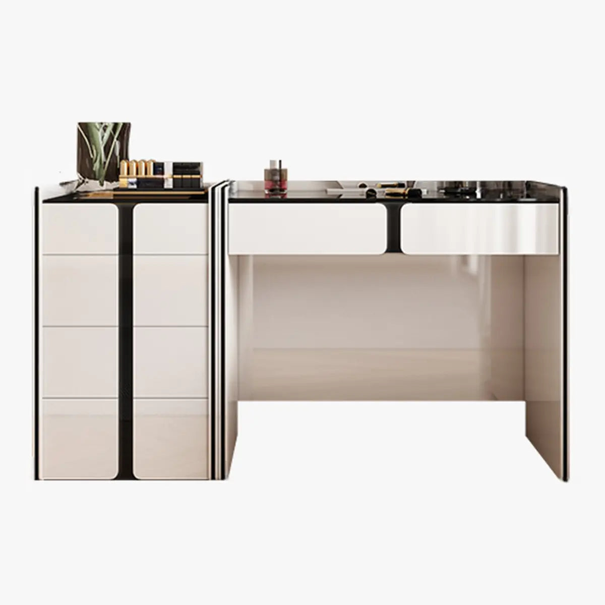 Modern Rectangular Wood Wall-Mounted White Vanity Table Image - 4