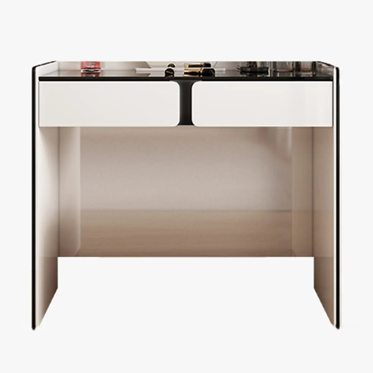 Modern Rectangular Wood Wall-Mounted White Vanity Table Image - 9