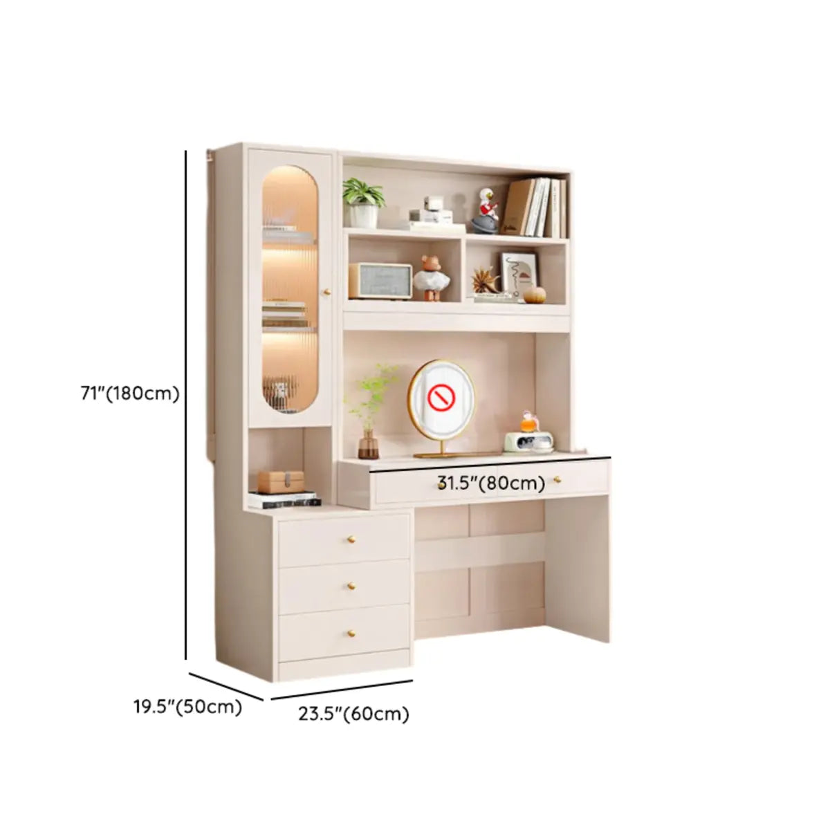 Modern Rectangular Wood White 10-Drawer Makeup Vanity