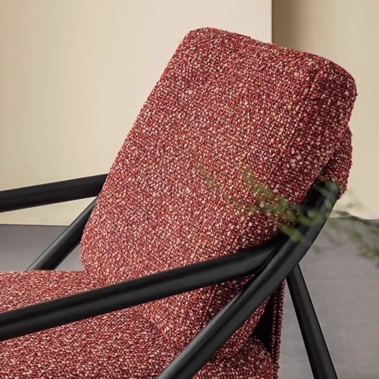 Modern Red Fabric Armrest Cushion Accent Chair Image - 5