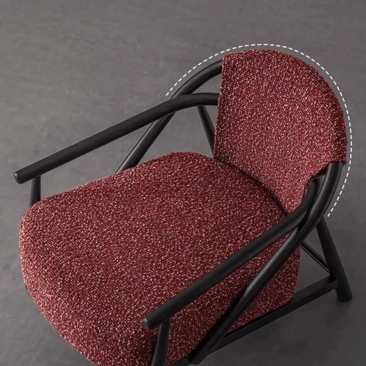 Modern Red Fabric Armrest Cushion Accent Chair Image - 8
