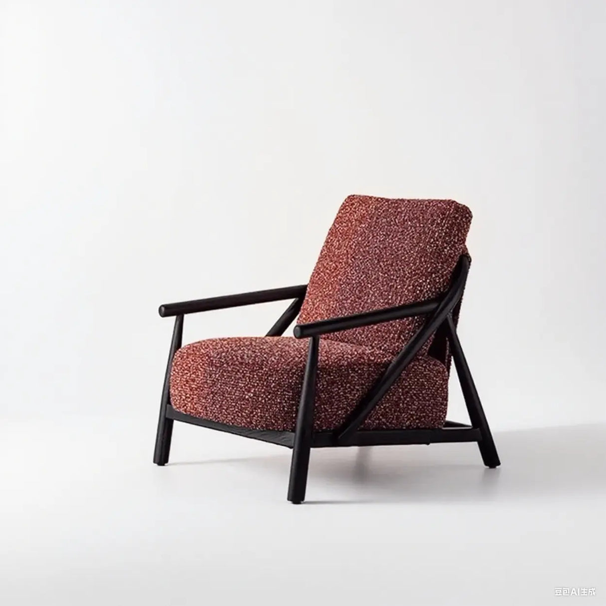 Modern Red Fabric Armrest Cushion Accent Chair Image - 9