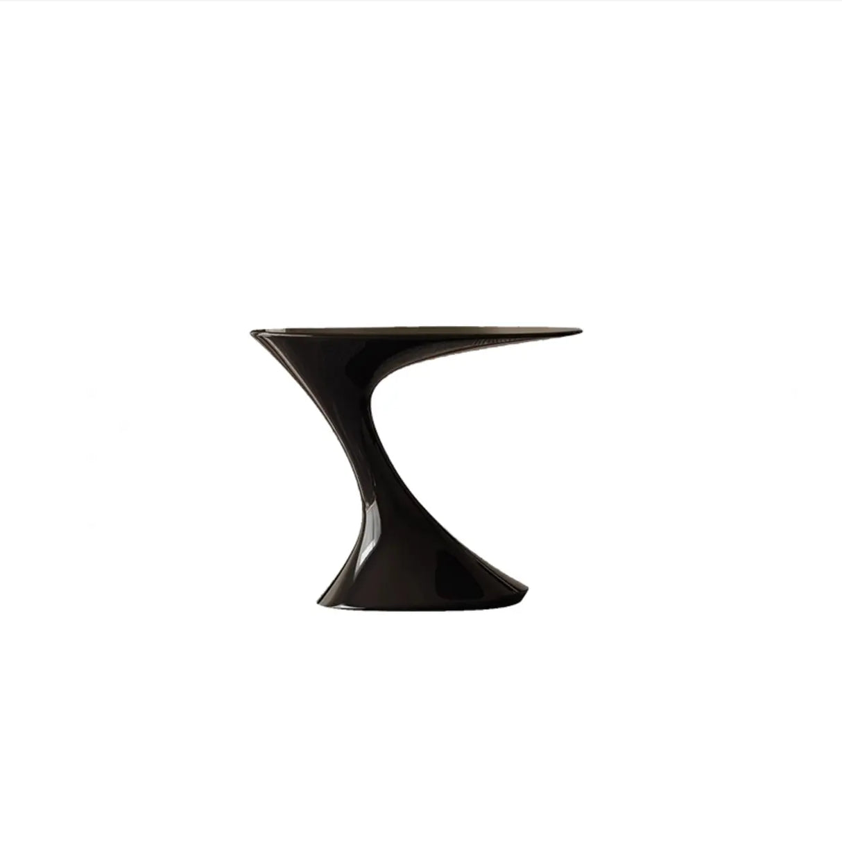 Modern Red Oval Steel Sculpted Pedestal Side Table Image - 3