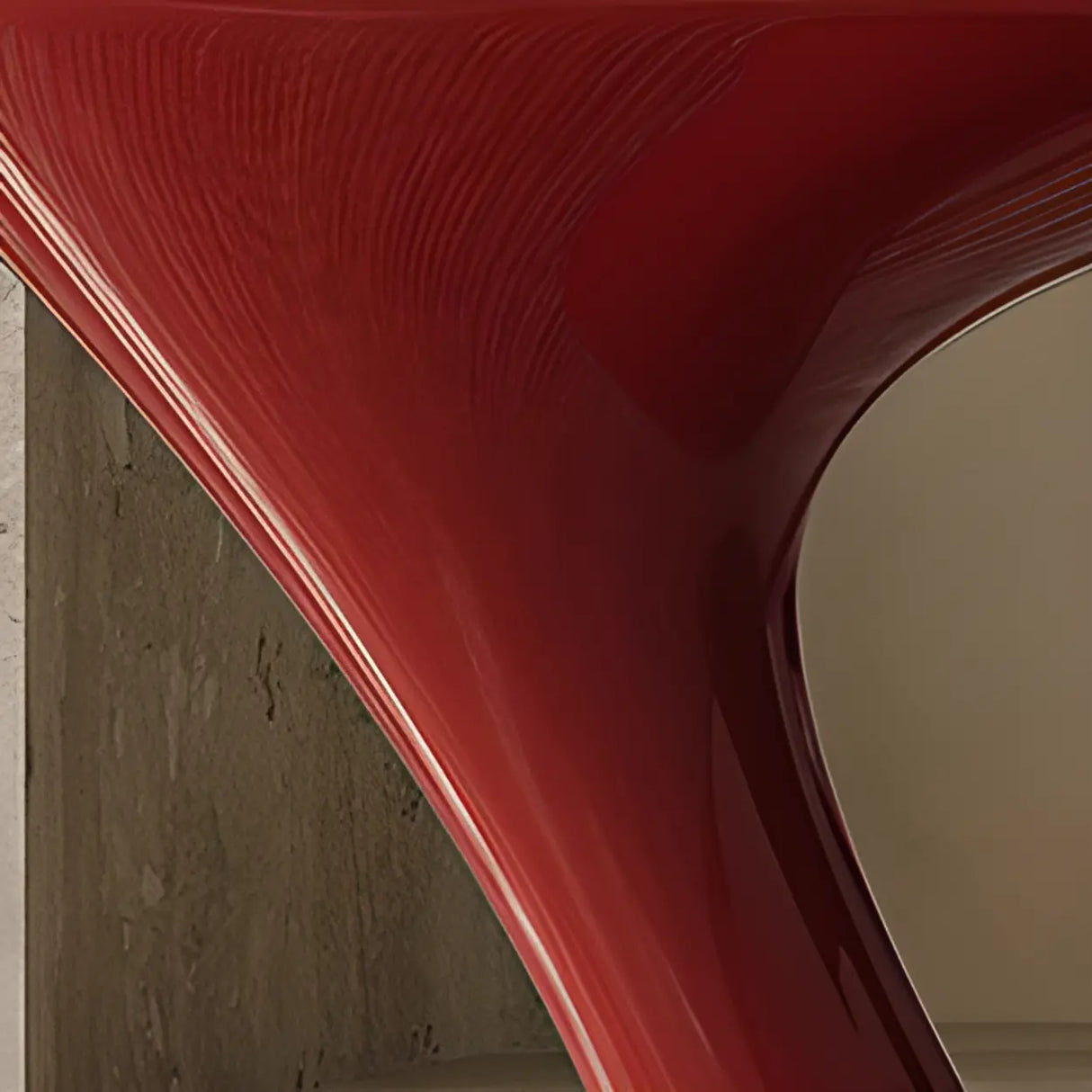 Modern Red Oval Steel Sculpted Pedestal Side Table Image - 8