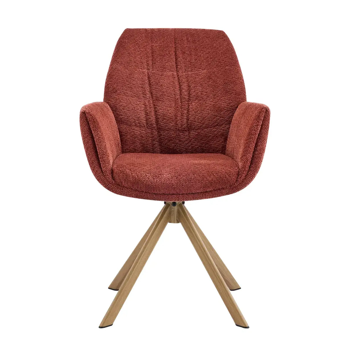 Modern Red Upholstered Swivel Curved Back Arm Dining Chair Image - 5