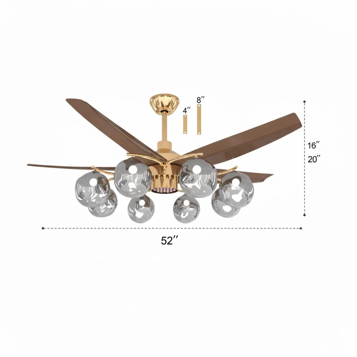 Modern Remote Control 8-Light Globe Ceiling Fan Light