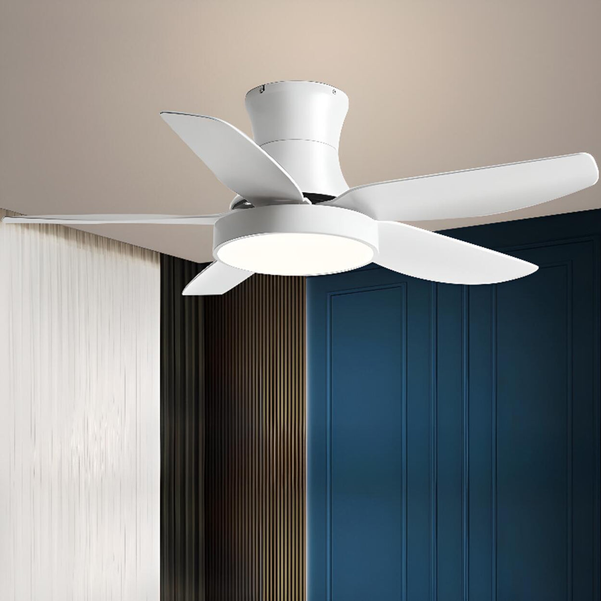 Modern Remote Control Black Ceiling Fan with LED Light Image - 11