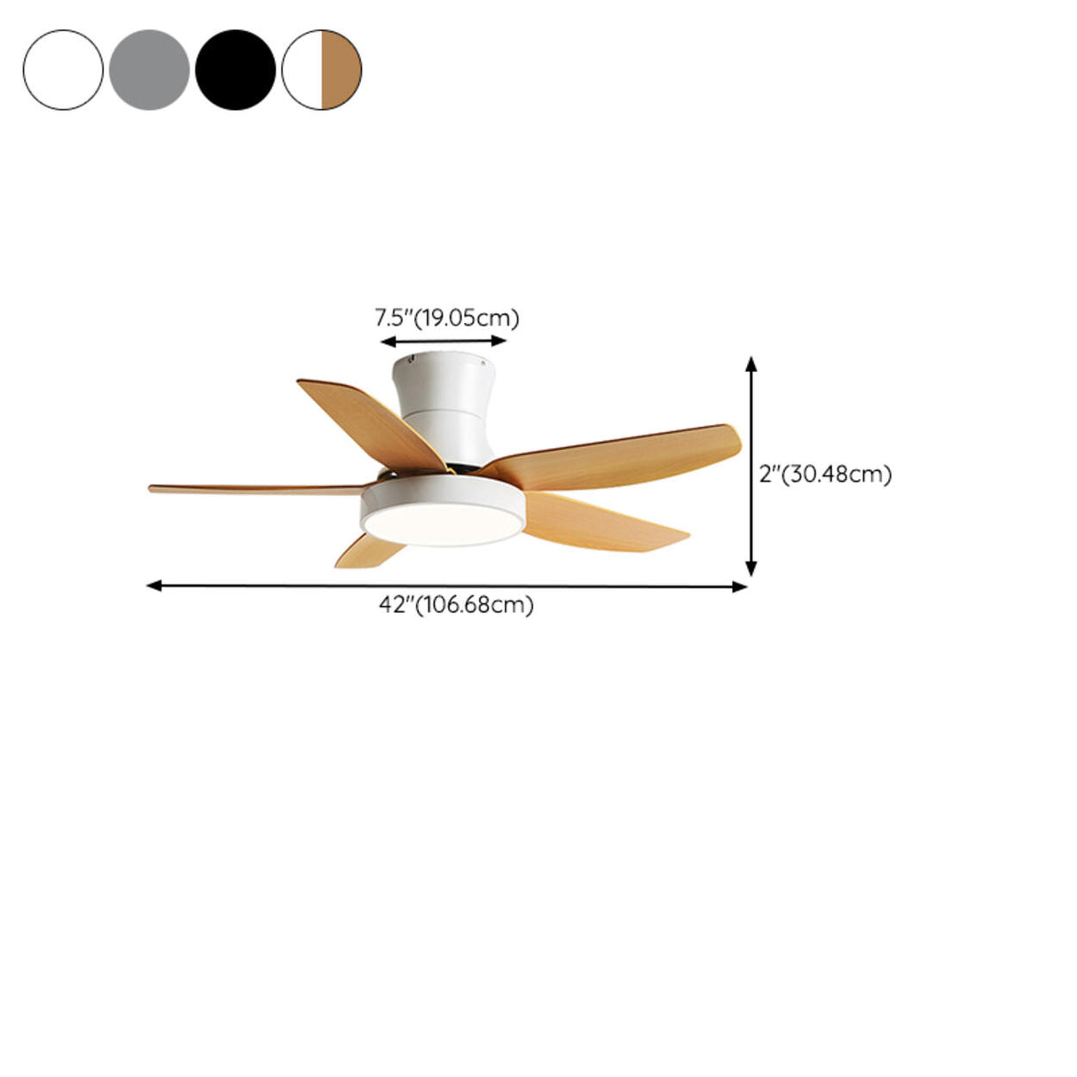 Modern Remote Control Black Ceiling Fan with LED Light