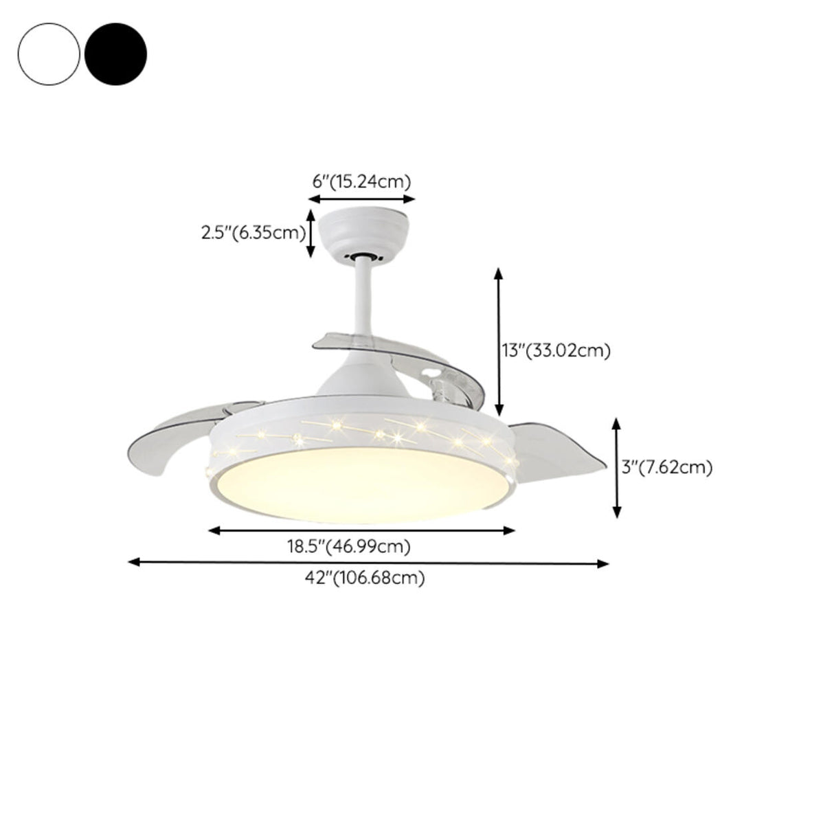 Modern Remote Control Round Ceiling Fan with LED Light Image - 14