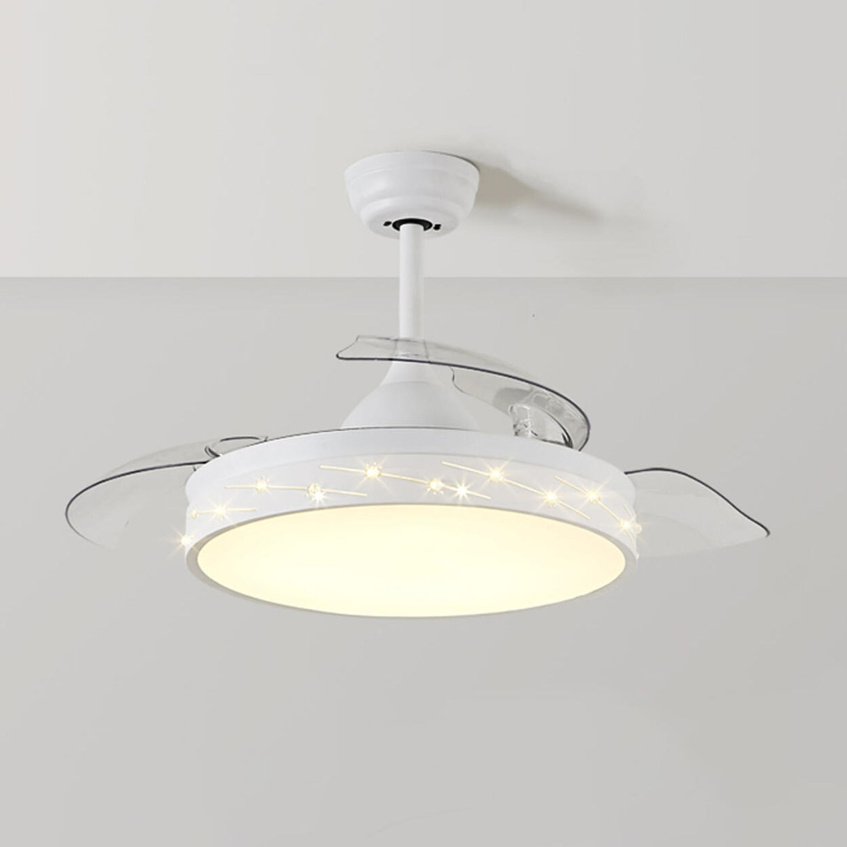 Modern Remote Control Round Ceiling Fan with LED Light Image - 7
