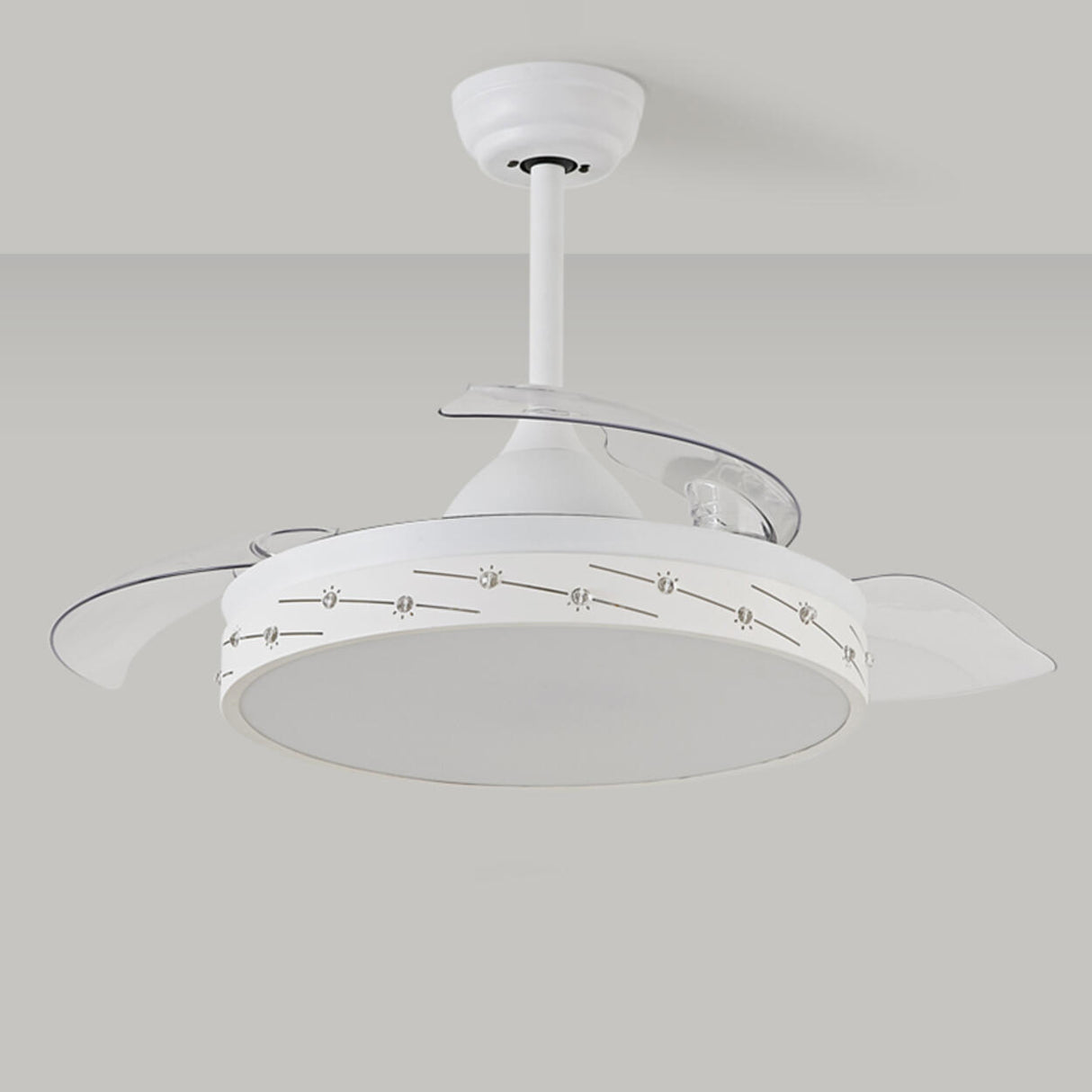 Modern Remote Control Round Ceiling Fan with LED Light Image - 9