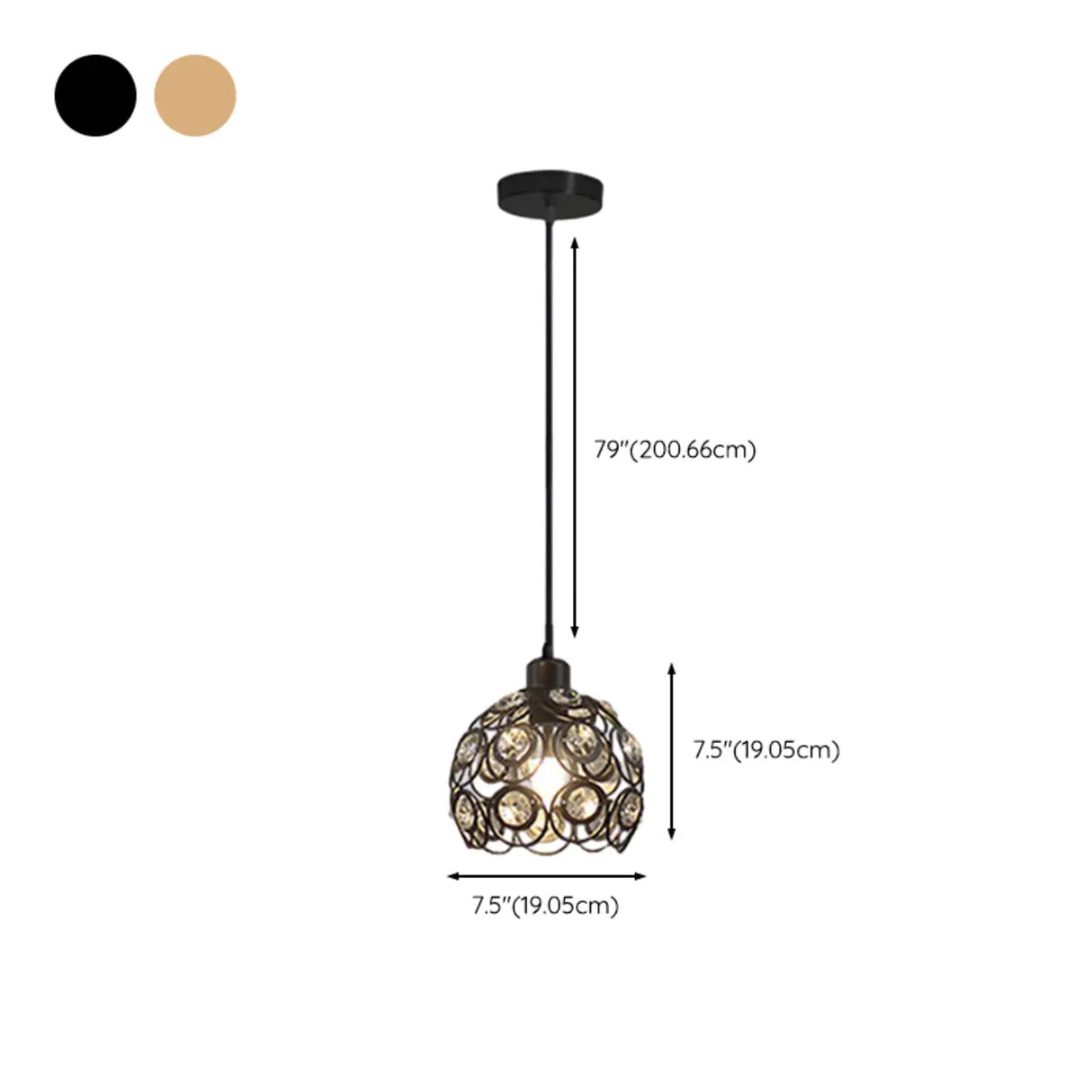 Modern Restaurant Gold Crystal Hollow Dome Pendant Light
