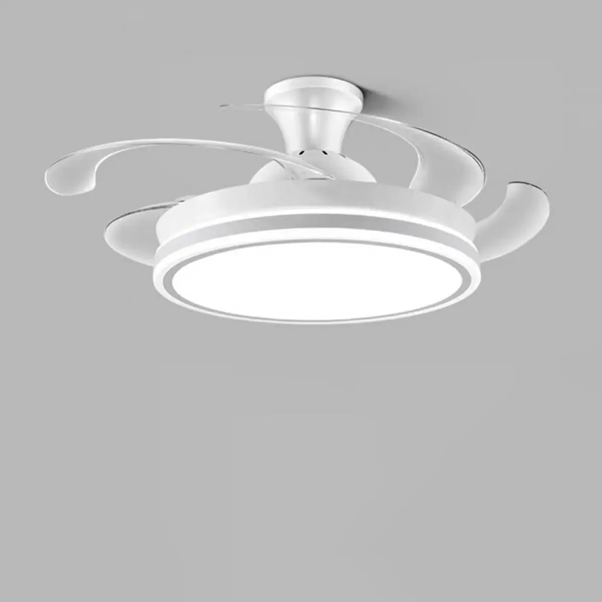 Round Simple Retractable Blade Modern Ceiling Fan Light Image - 10