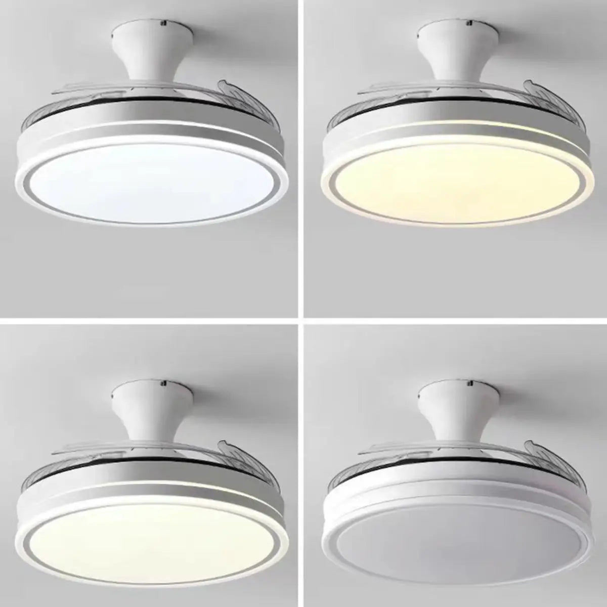Round Simple Retractable Blade Modern Ceiling Fan Light Image - 13