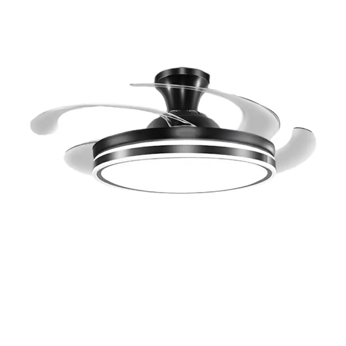 Round Simple Retractable Blade Modern Ceiling Fan Light Image - 5