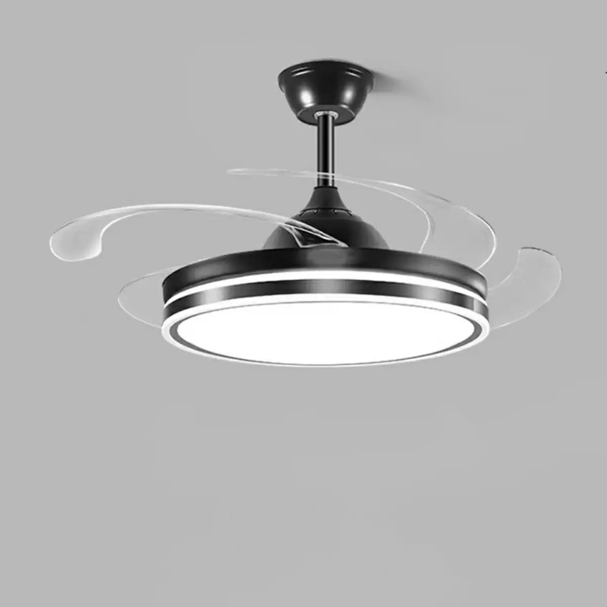 Round Simple Retractable Blade Modern Ceiling Fan Light Image - 6