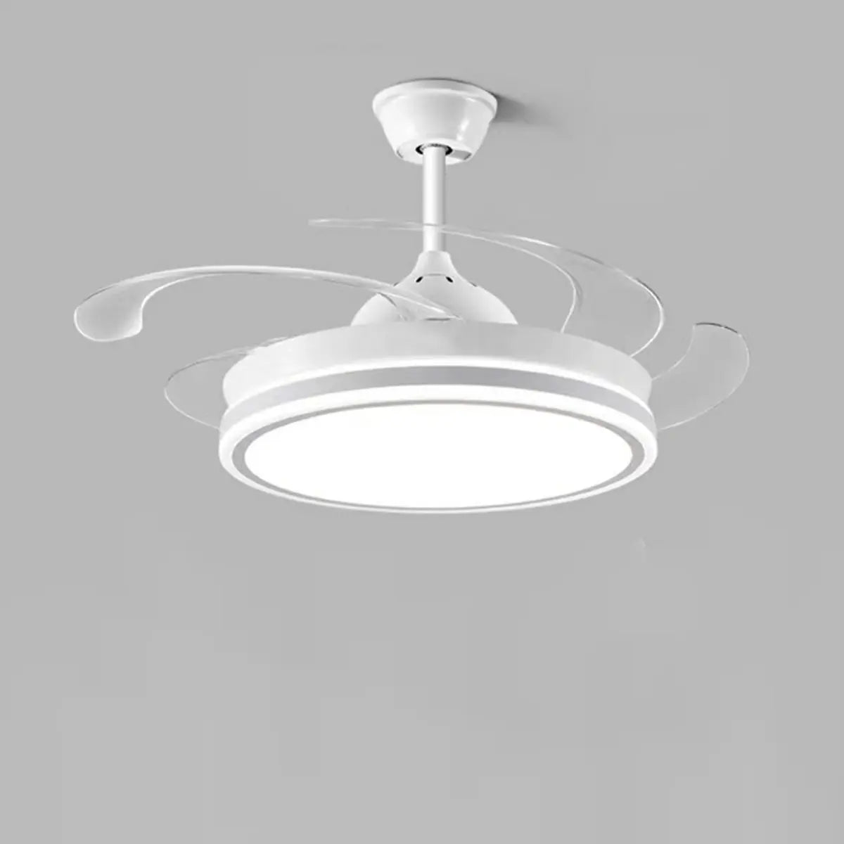 Round Simple Retractable Blade Modern Ceiling Fan Light Image - 8