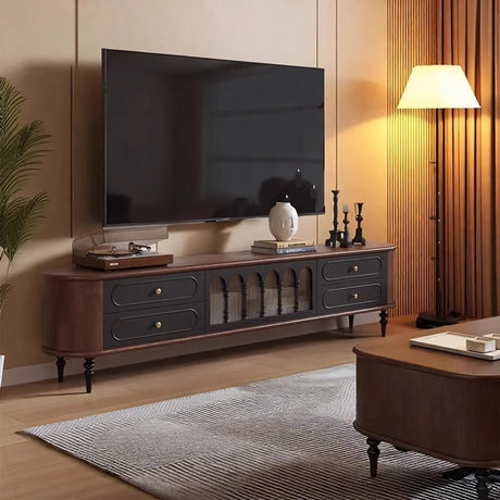 Modern Retro TV Stand Cabinet with Storage Drawers Image - 1