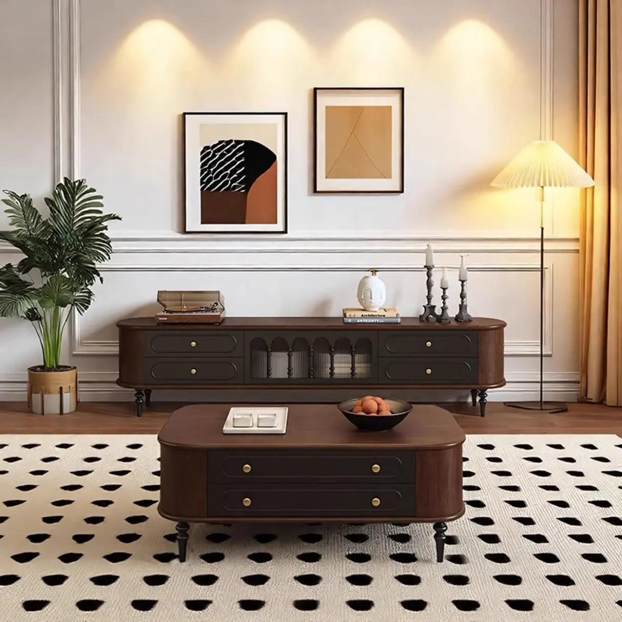 Modern Retro TV Stand Cabinet with Storage Drawers Image - 3