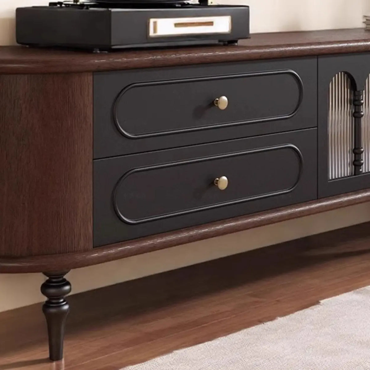 Modern Retro TV Stand Cabinet with Storage Drawers Image - 7