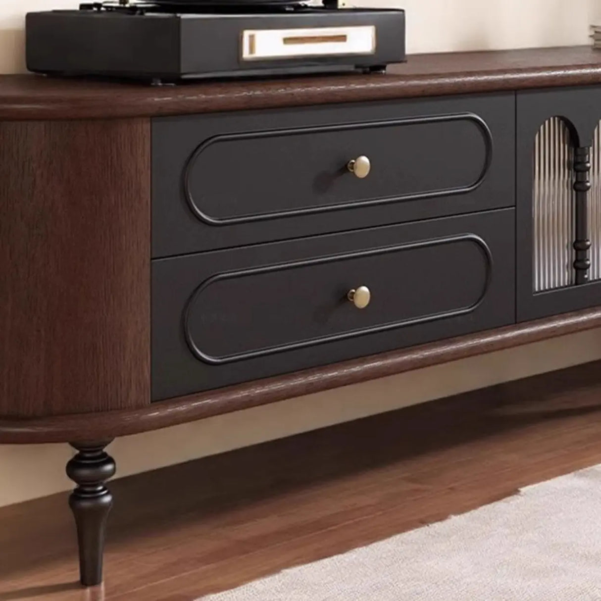Modern Retro TV Stand Cabinet with Storage Drawers Image - 9