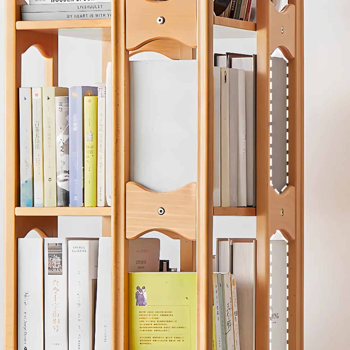 Modern Revolving Wooden Square Column Narrow Bookcase Image - 19