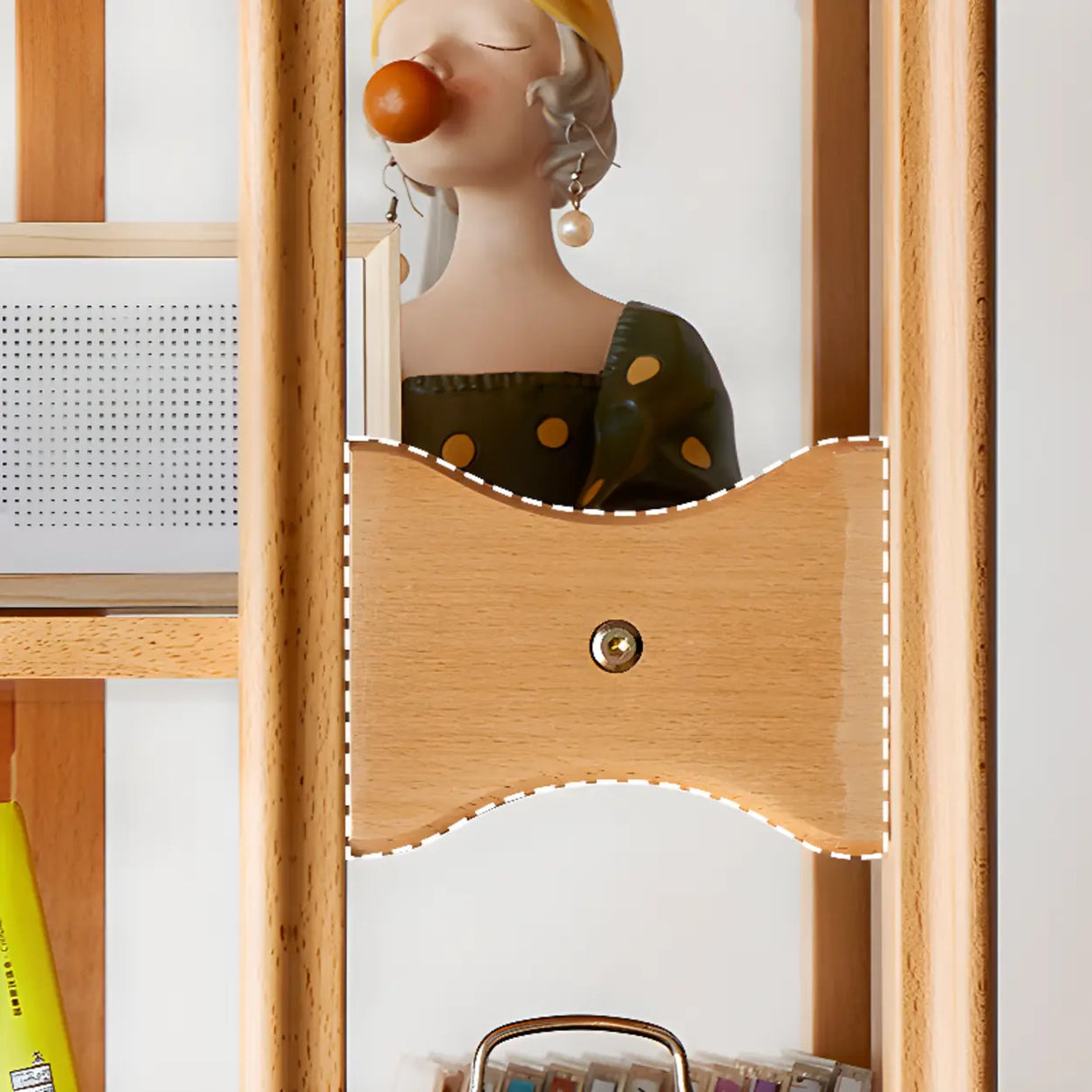 Modern Revolving Wooden Square Column Narrow Bookcase Image - 20