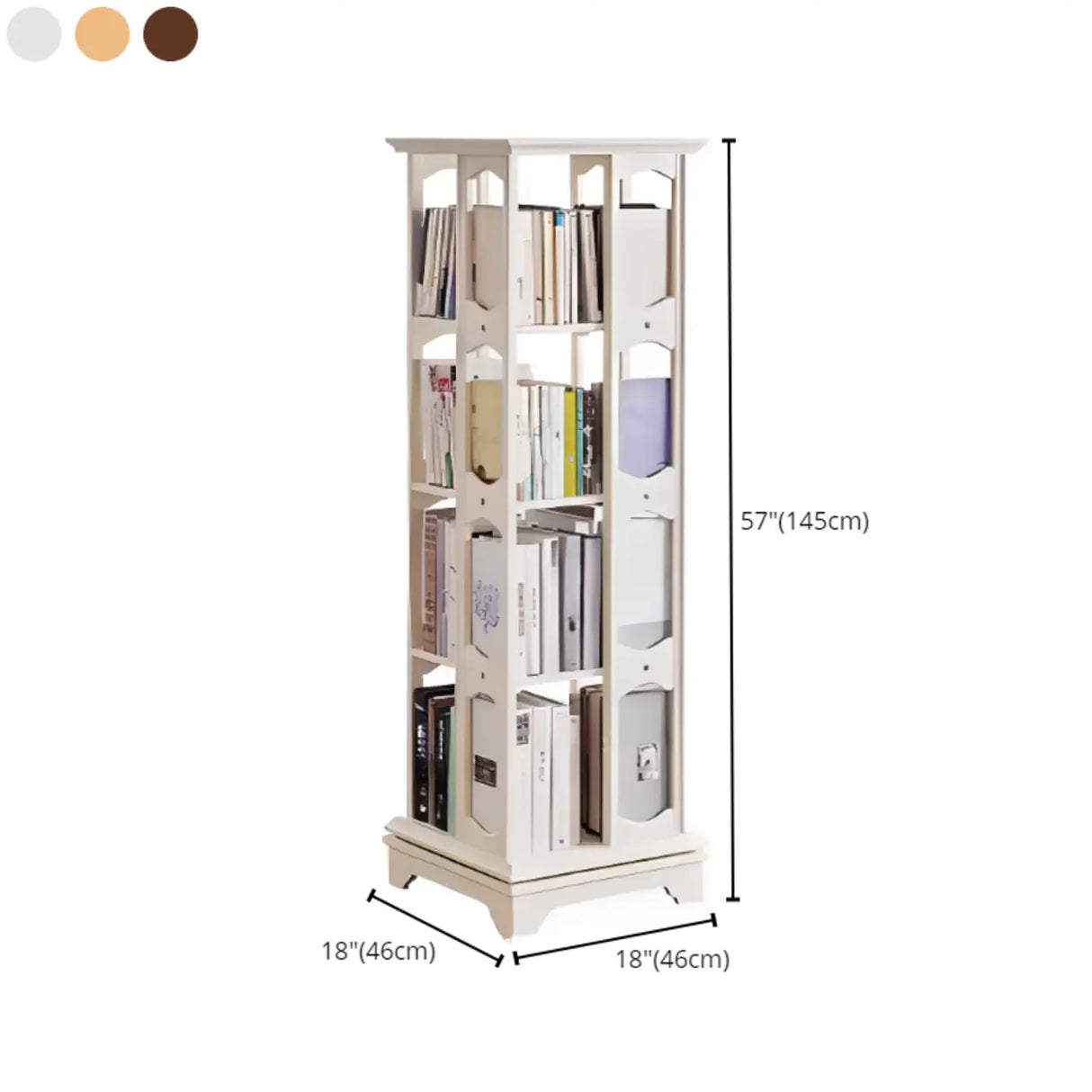Modern Revolving Wooden Square Column Narrow Bookcase Image - 22