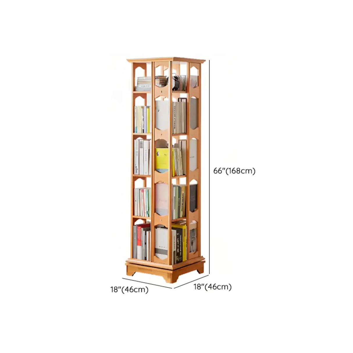 Modern Revolving Wooden Square Column Narrow Bookcase Image - 23