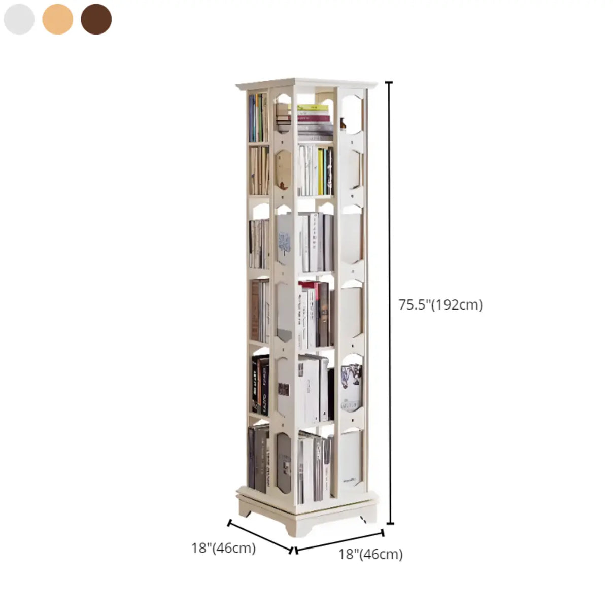Modern Revolving Wooden Square Column Narrow Bookcase Image - 24
