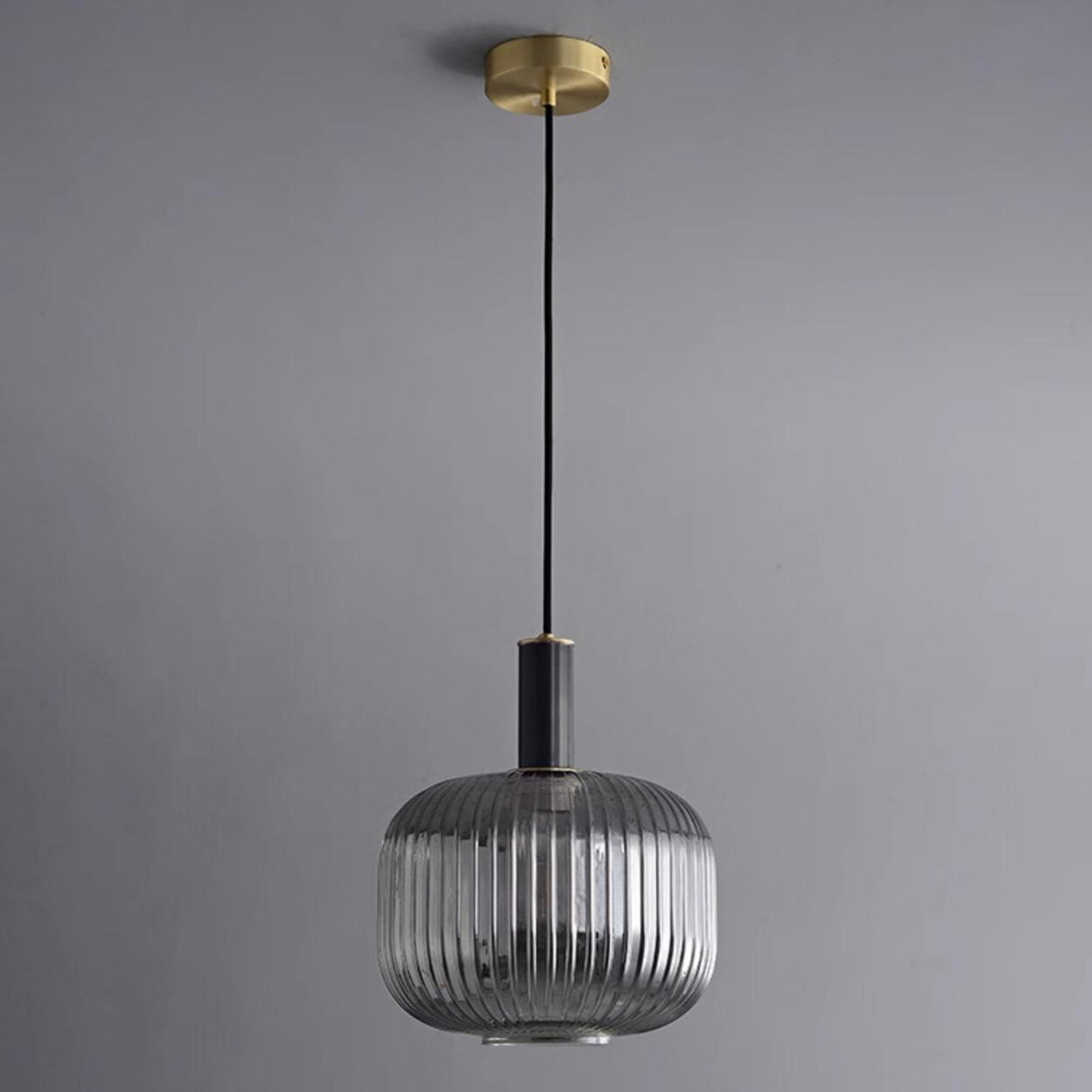 Modern Ribbed Clear Glass Cylinder Pendant Light Image - 11