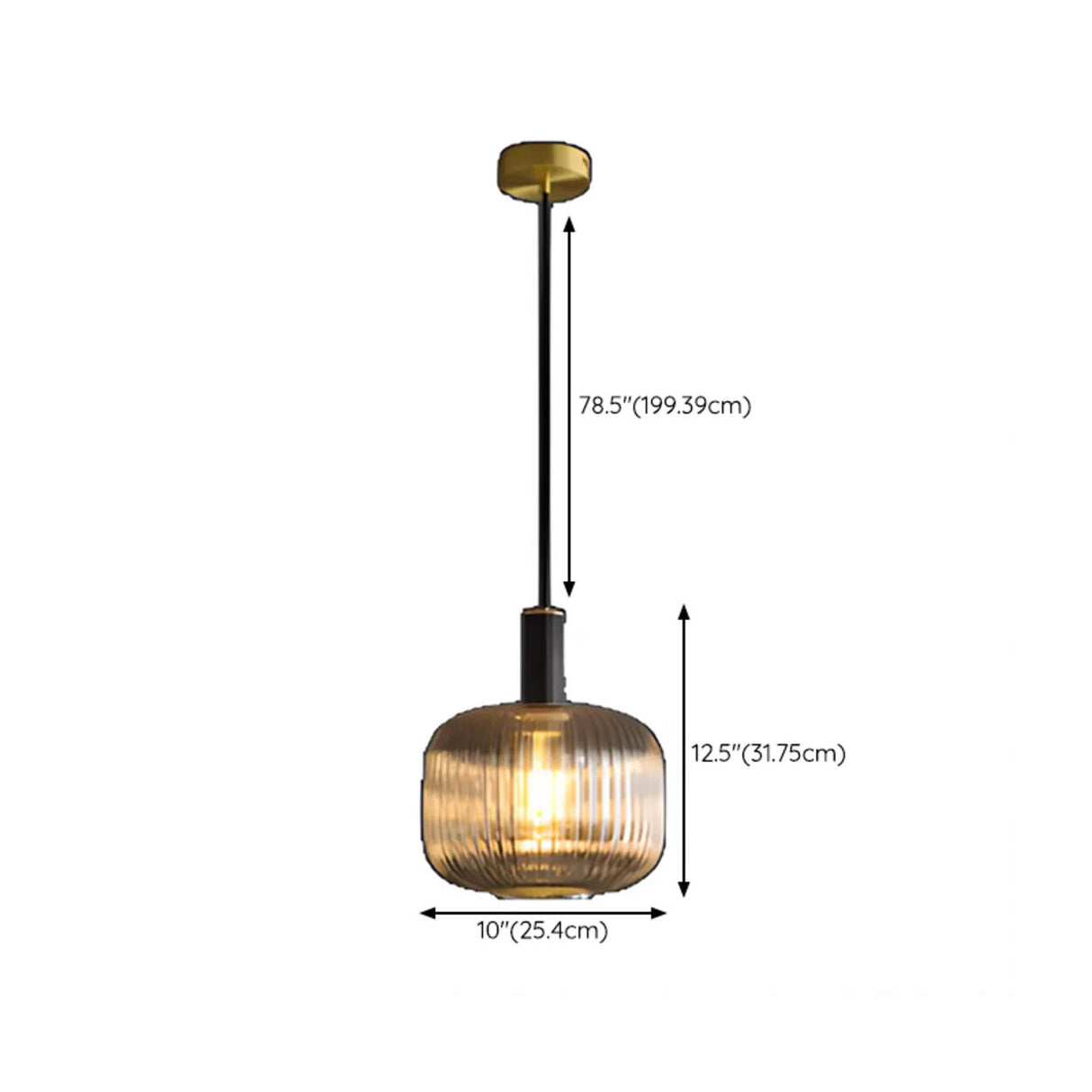 Modern Ribbed Clear Glass Cylinder Pendant Light Image - 17