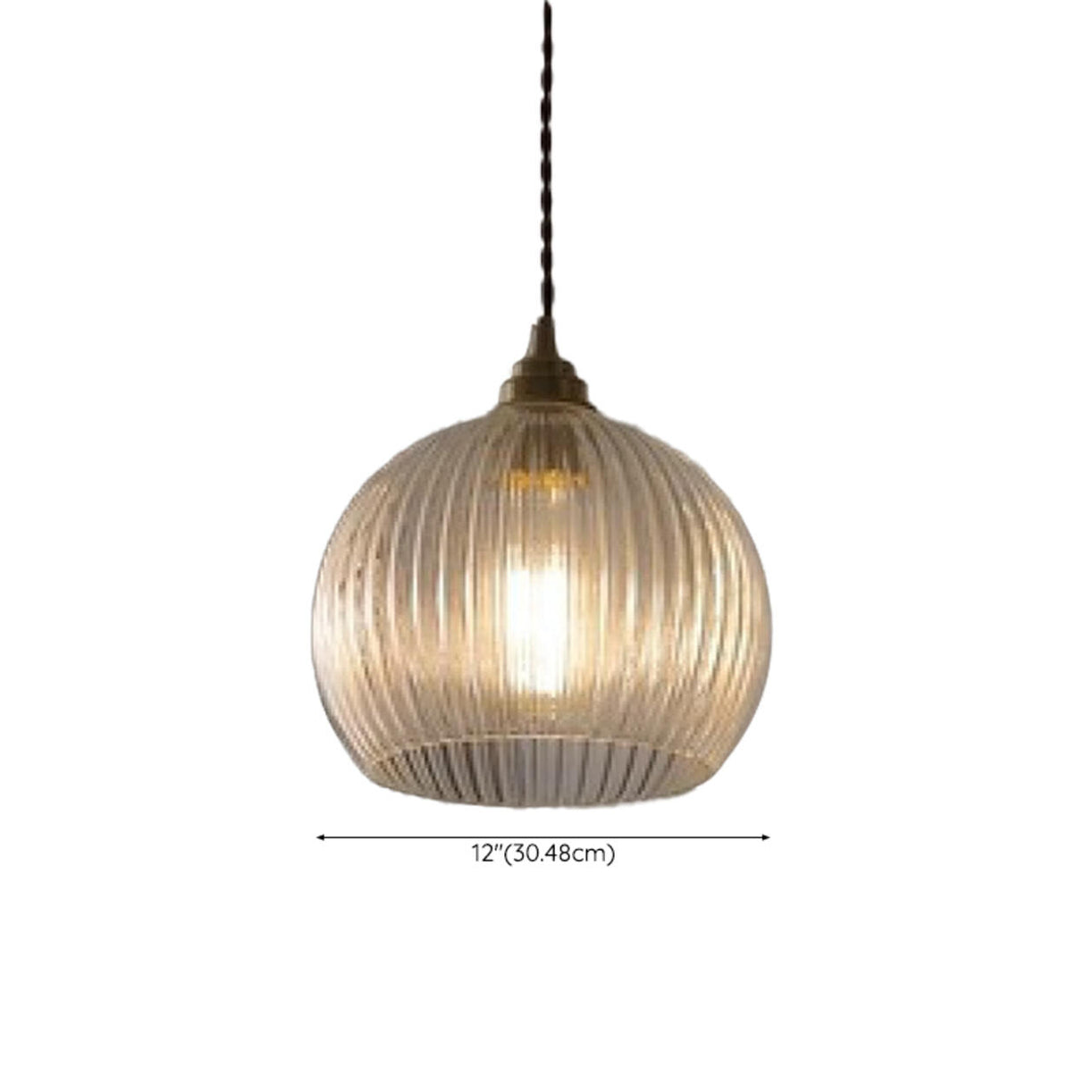 Modern Ribbed Globe Glass Pendant Light Flexible Length Image - 11