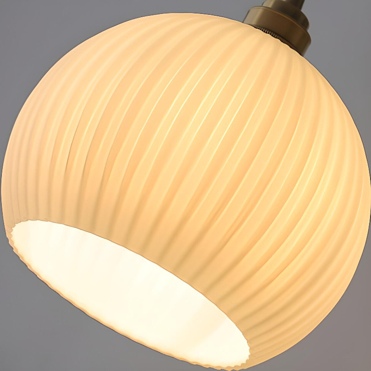 Modern Ribbed Globe Glass Pendant Light Flexible Length Image - 6