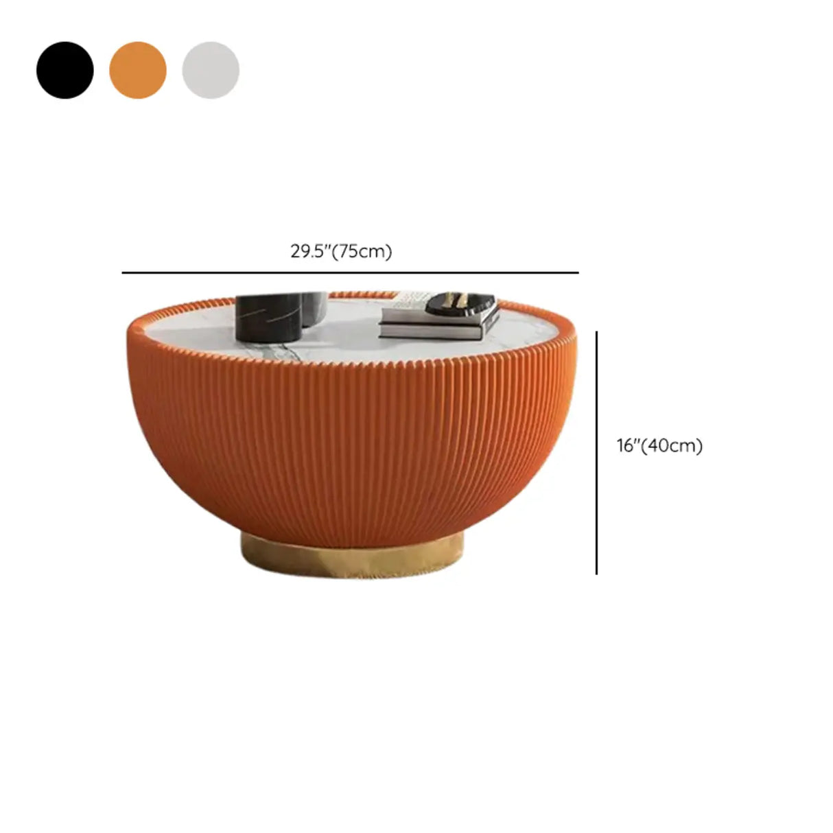 Modern Ribbed Round Coffee Tables Set for Living Room Image - 16