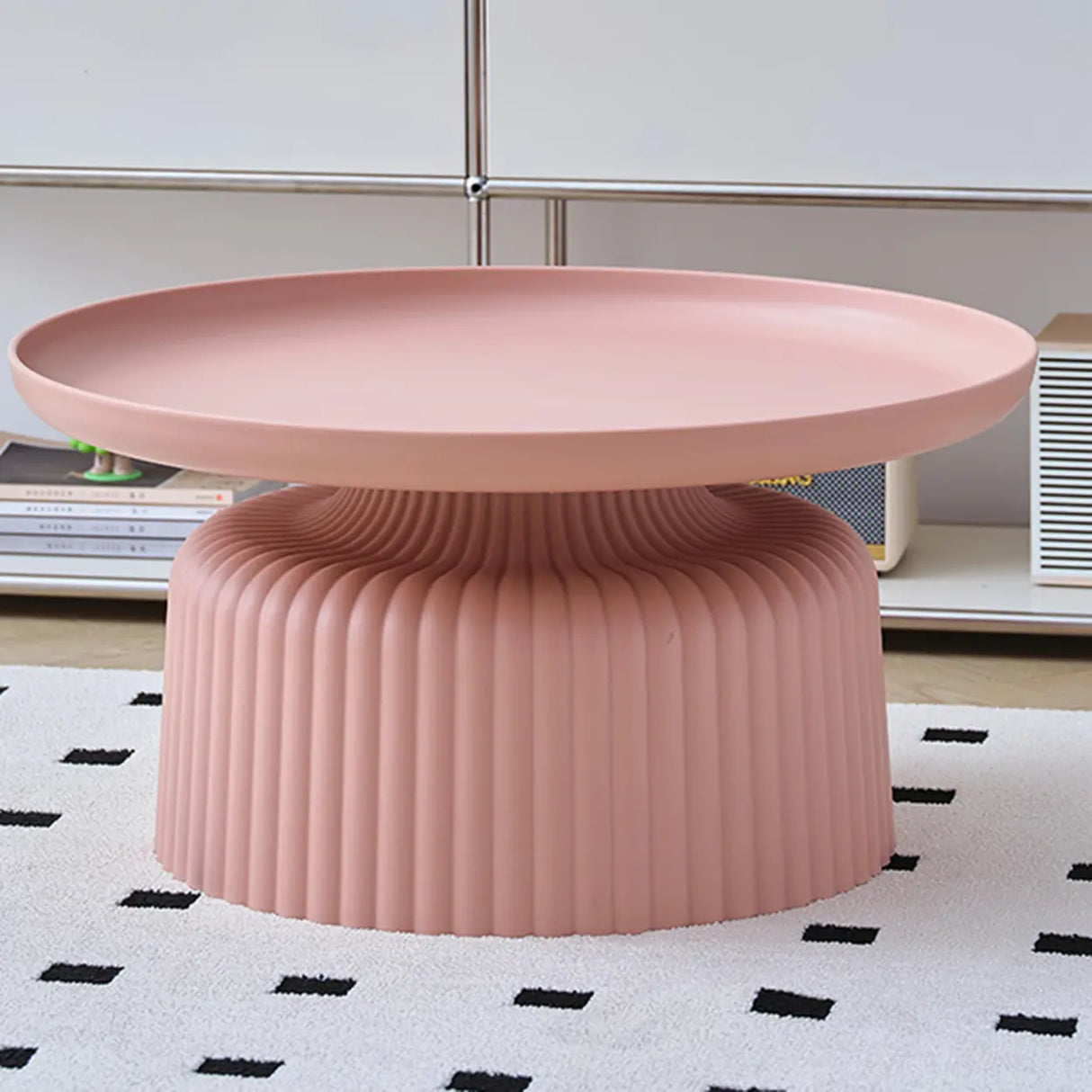 Modern Ribbed Side & Coffee Table Set for Stylish Living Image - 12