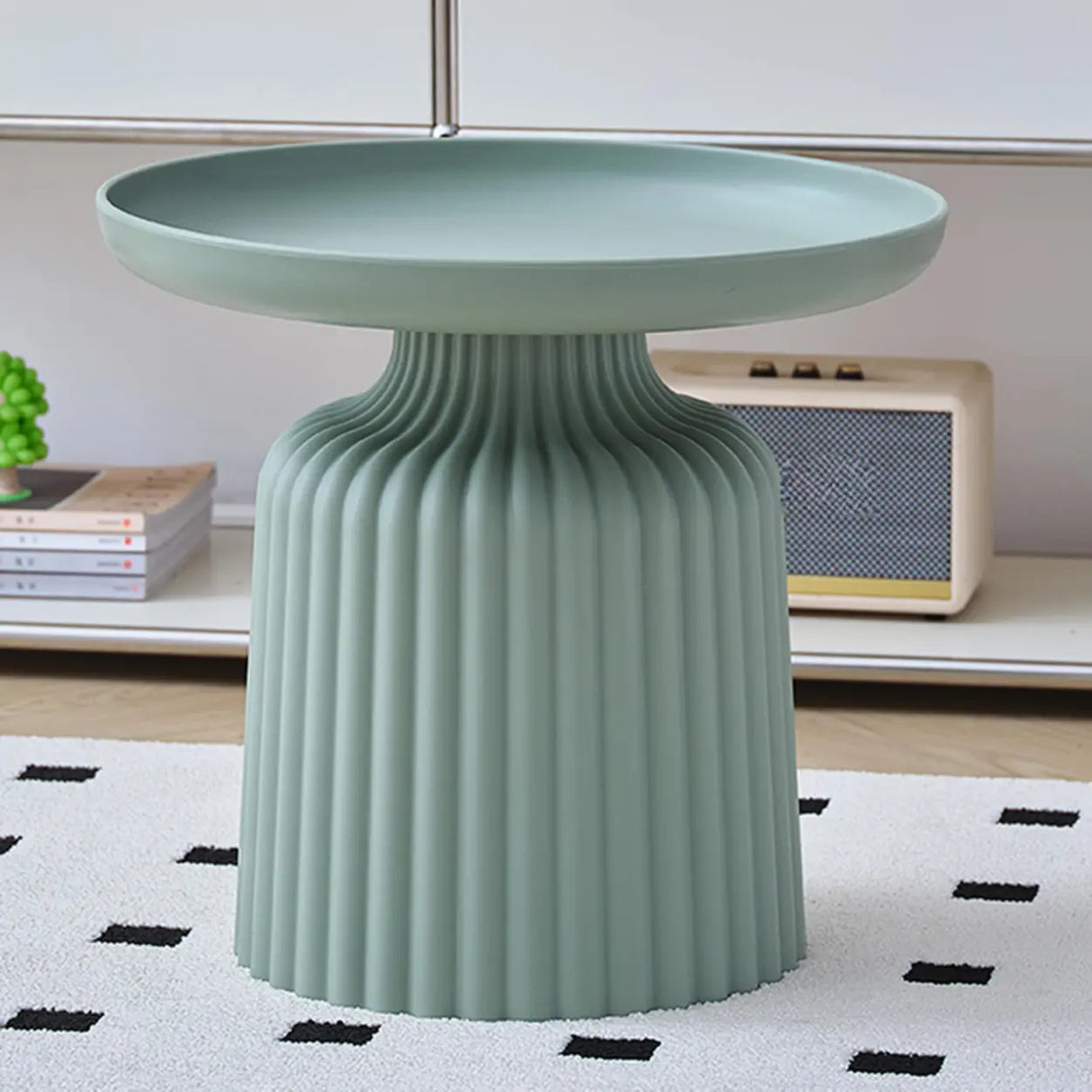 Modern Ribbed Side & Coffee Table Set for Stylish Living Image - 14