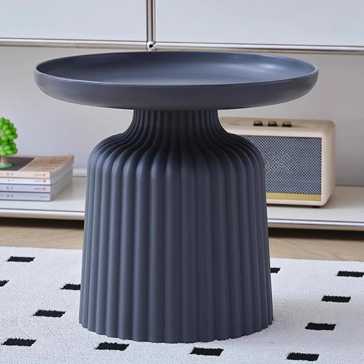 Modern Ribbed Side & Coffee Table Set for Stylish Living Image - 15