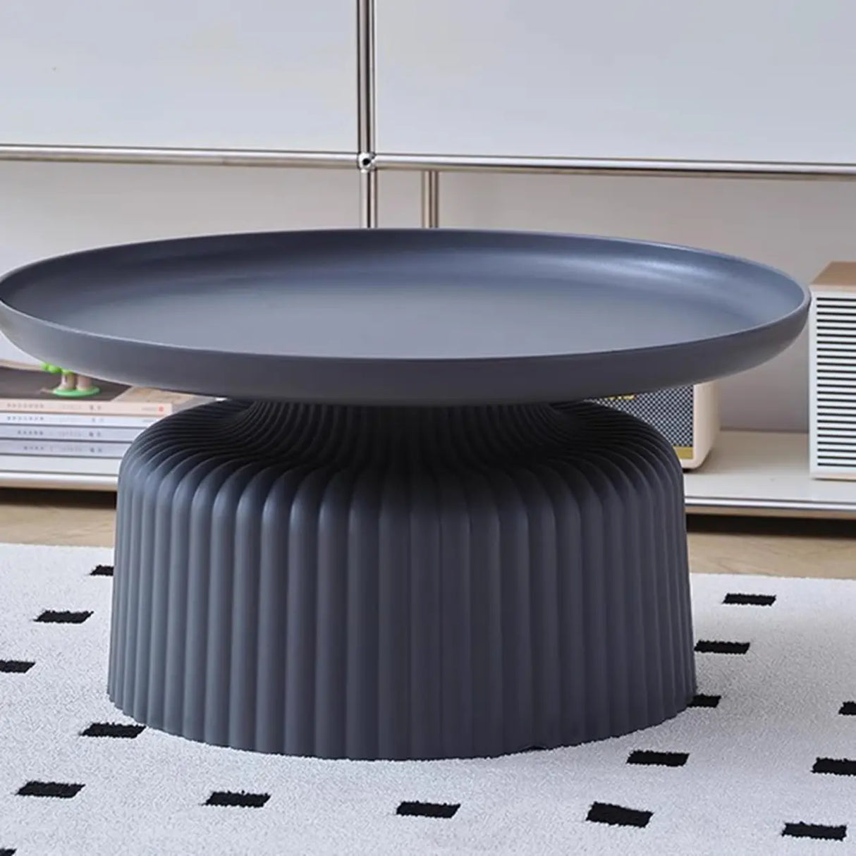 Modern Ribbed Side & Coffee Table Set for Stylish Living Image - 16