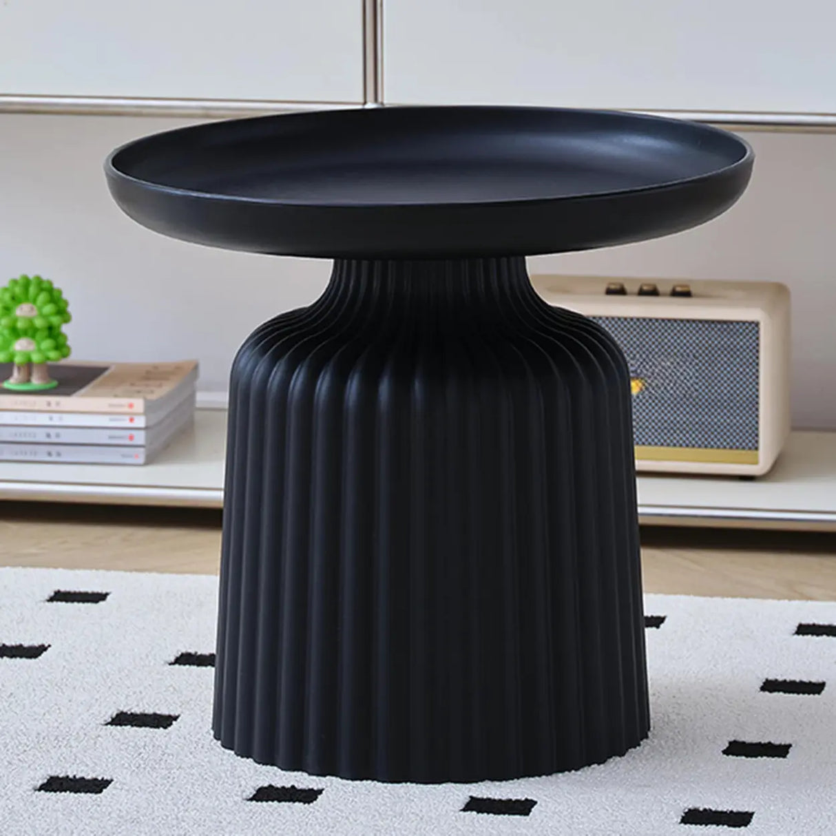 Modern Ribbed Side & Coffee Table Set for Stylish Living Image - 19