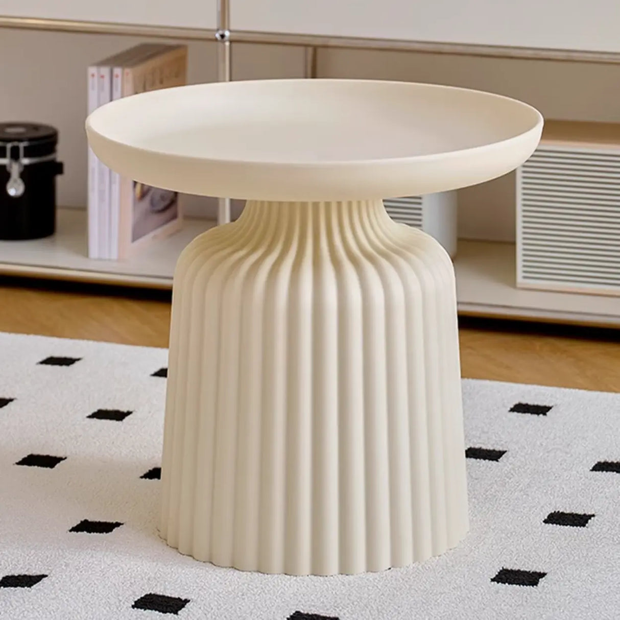 Modern Ribbed Side & Coffee Table Set for Stylish Living Image - 2