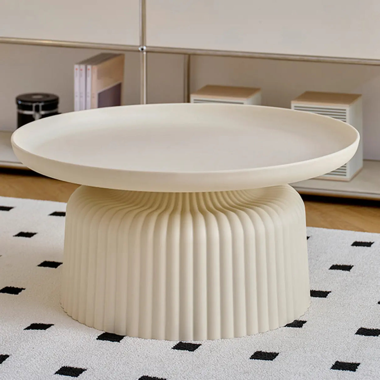 Modern Ribbed Side & Coffee Table Set for Stylish Living Image - 4