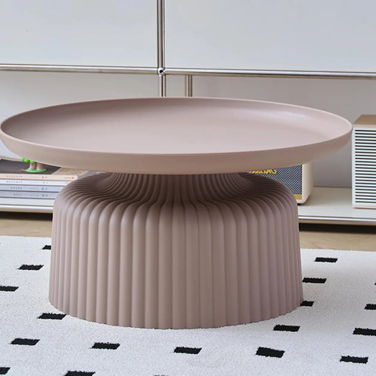Modern Ribbed Side & Coffee Table Set for Stylish Living Image - 5