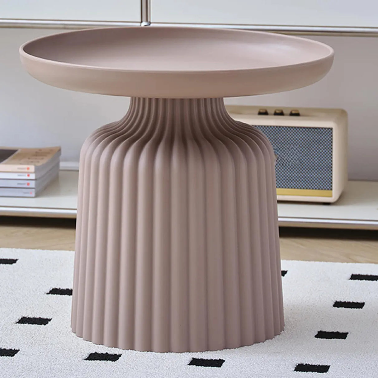 Modern Ribbed Side & Coffee Table Set for Stylish Living Image - 7