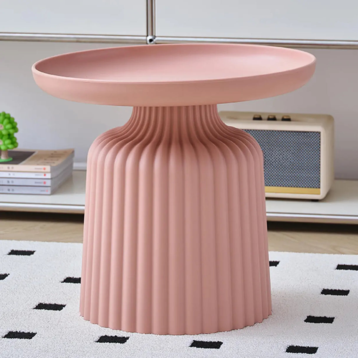 Modern Ribbed Side & Coffee Table Set for Stylish Living Image - 9