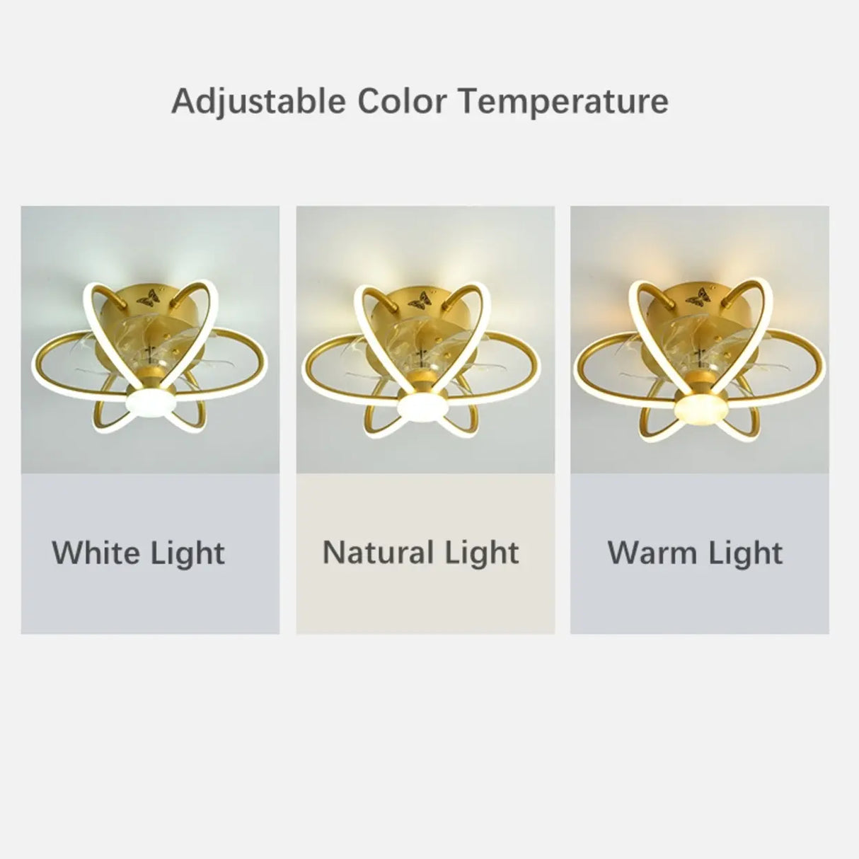 Modern Ring Flower Semi Flush Ceiling Fan with Light Image - 4