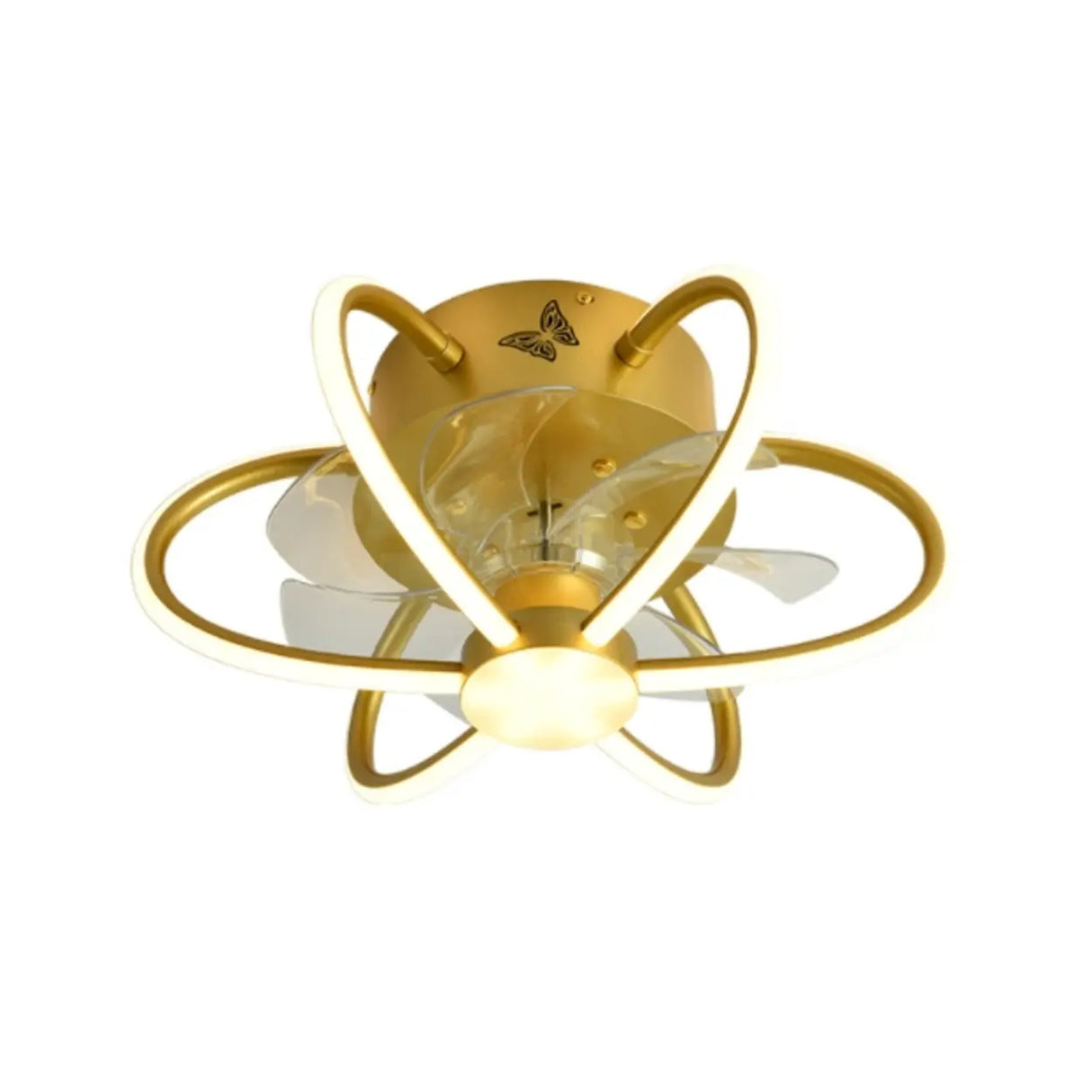 Modern Ring Flower Semi Flush Ceiling Fan with Light Image - 5