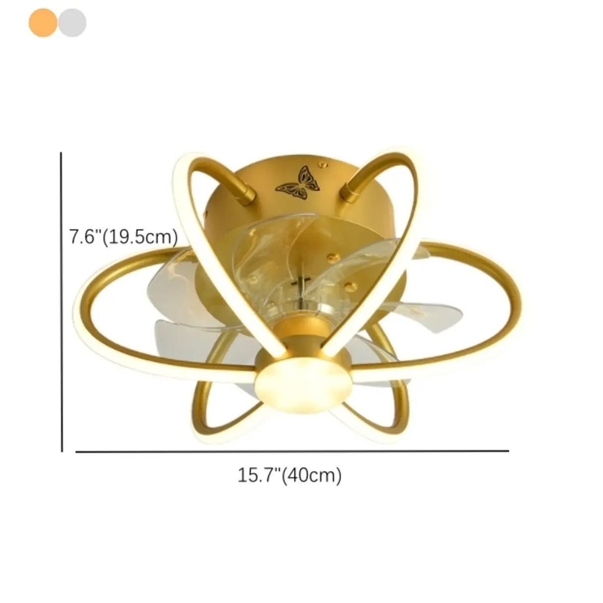 Modern Ring Flower Semi Flush Ceiling Fan with Light