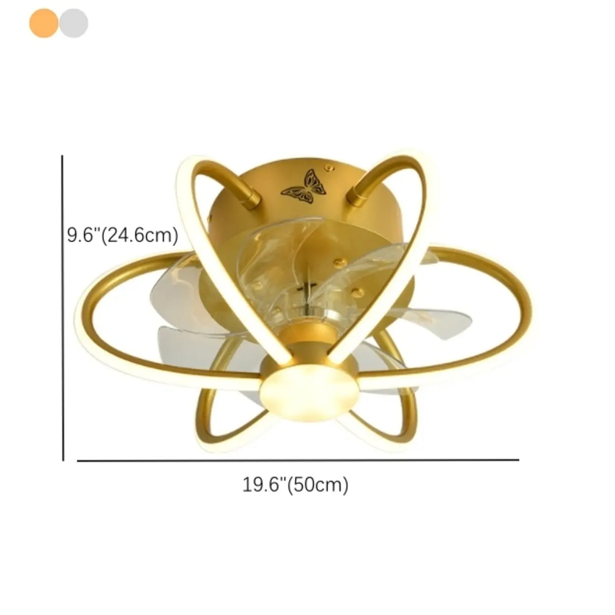 Modern Ring Flower Semi Flush Ceiling Fan with Light Image - 7