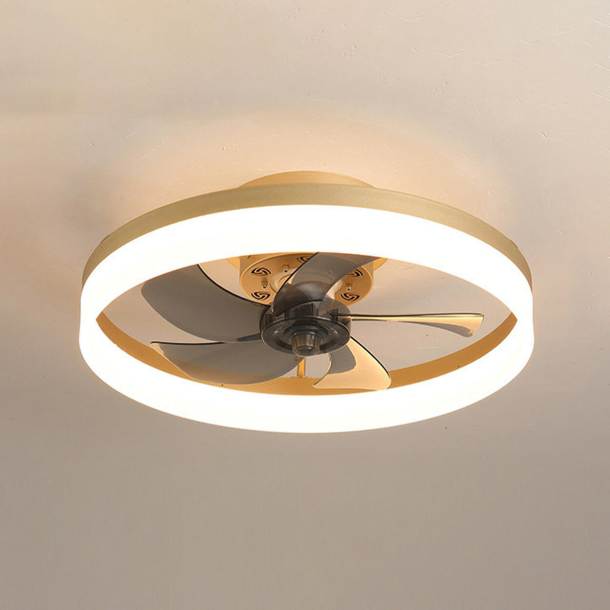 Modern Ring Hidden Blades LED Ceiling Fan with Light Image - 12